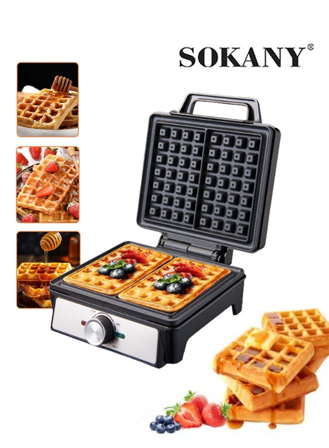sokany Electric Waffle Maker,1600W 2 Slice Non-Stick Teflon plates & Adjustable Temperature Control,SK-08025 - Image 1