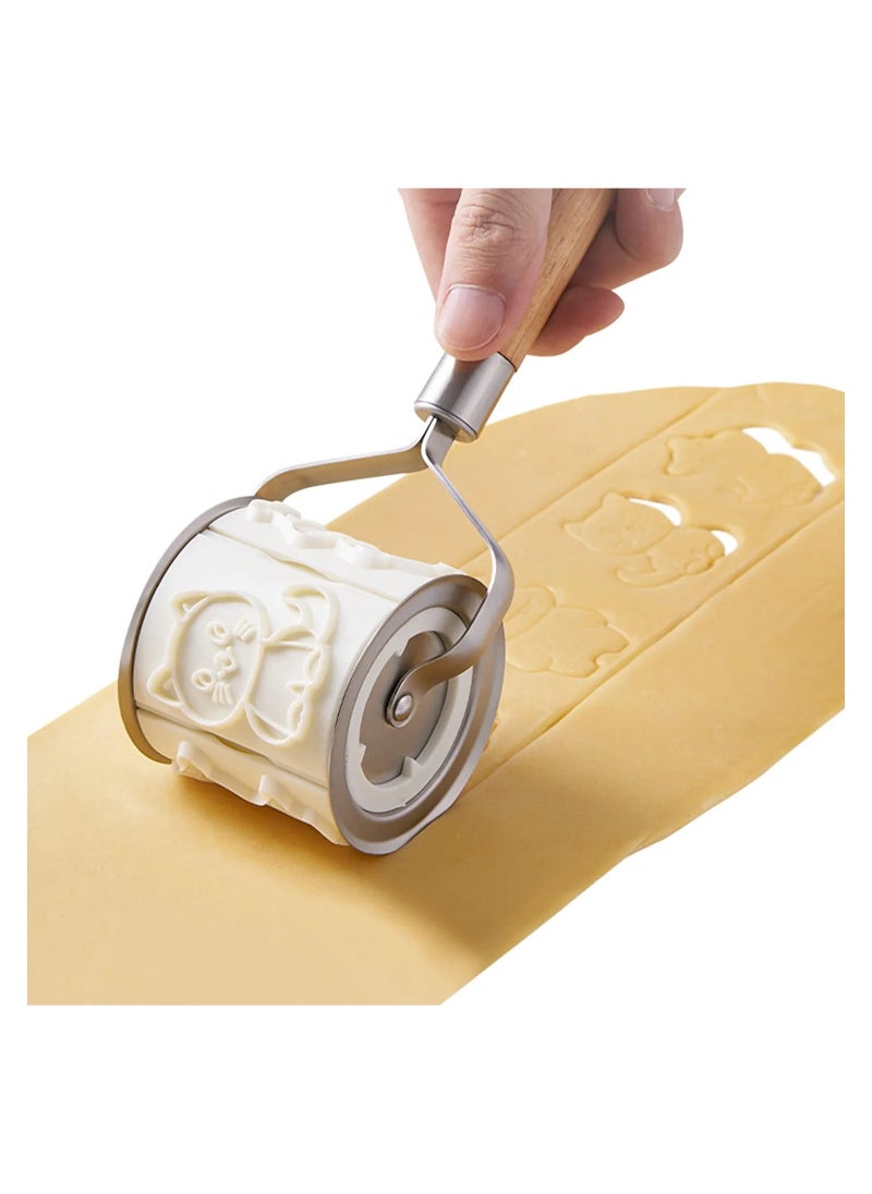 Upgraded Embossing Rolling Pin With 32 3D Animal Cookie Molds, Plastic Cookie Cutters, Engraved Embossed Rolling Pin with Animals for Baking Cookies