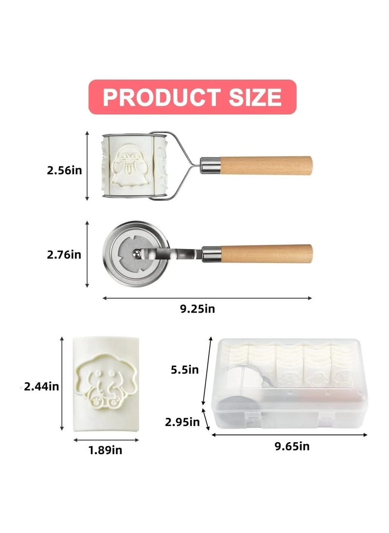 Upgraded Embossing Rolling Pin With 32 3D Animal Cookie Molds, Plastic Cookie Cutters, Engraved Embossed Rolling Pin with Animals for Baking Cookies