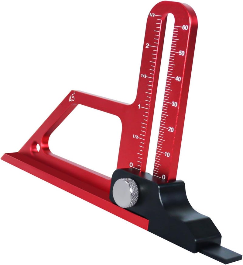Table Saw Height Gauge Aluminum Alloy 0 to 60mm 45° Angle Precision Measuring Tool for Woodworking Saw Blade and Planer Adjustments - Image 2