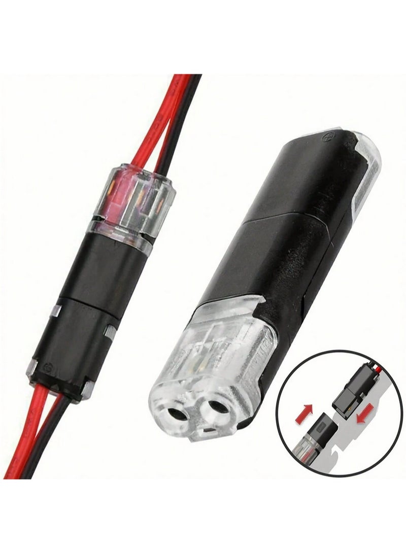 12-pin dual-wire input connector, 2-pin 2-port, PVC insulated, copper contact material, quick-connect terminal, no-load power mode, with locking clip, for connecting LED lighting wires in cars and homes - Image 3