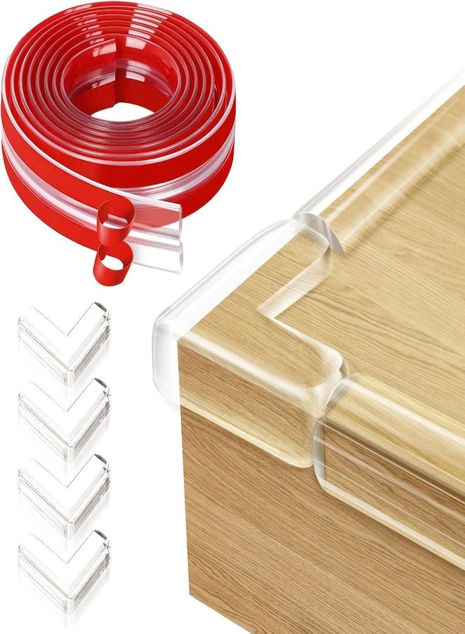 VASTAVYA Baby Proofing Edge Protector Strip with Corner Guards – Clear Silicone Child Safety Bumper for Tables, Cabinets & Cribs (1.5x1.5cm) (10M Strip + 4 Corner Guards) - Image 1