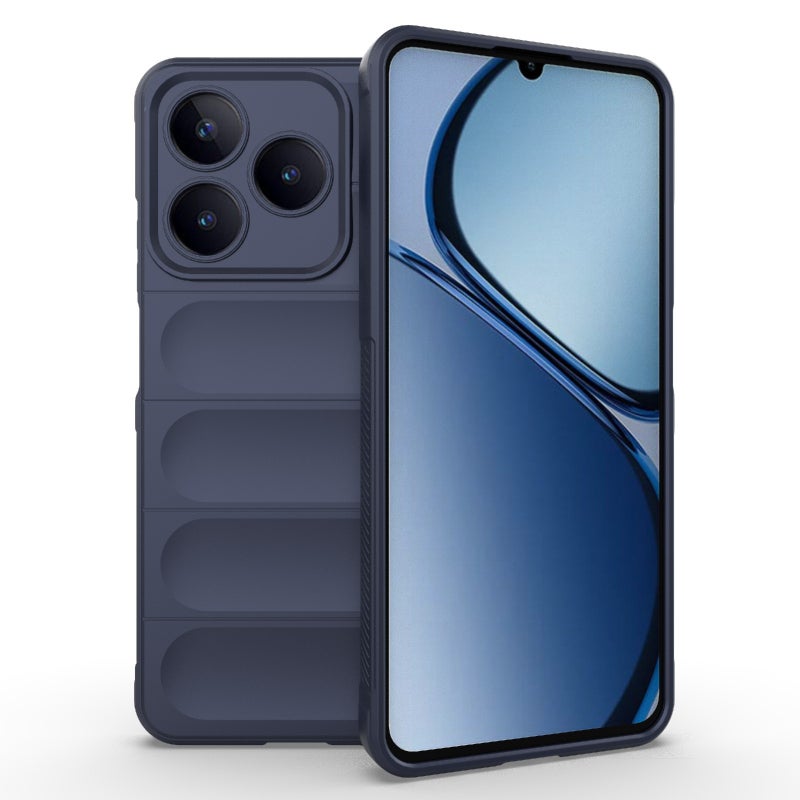 HuHa Case Cover For Realme C63 4G Global Magic Shield TPU + Flannel Phone Case(Dark Blue) - Image 1