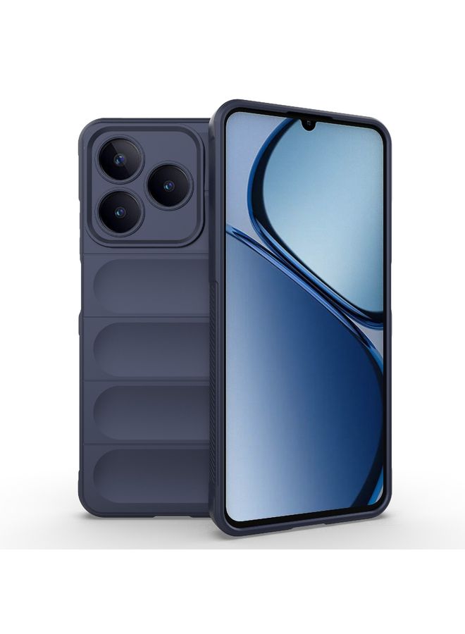HuHa Case Cover For Realme C63 4G Global Magic Shield TPU + Flannel Phone Case Dark Blue