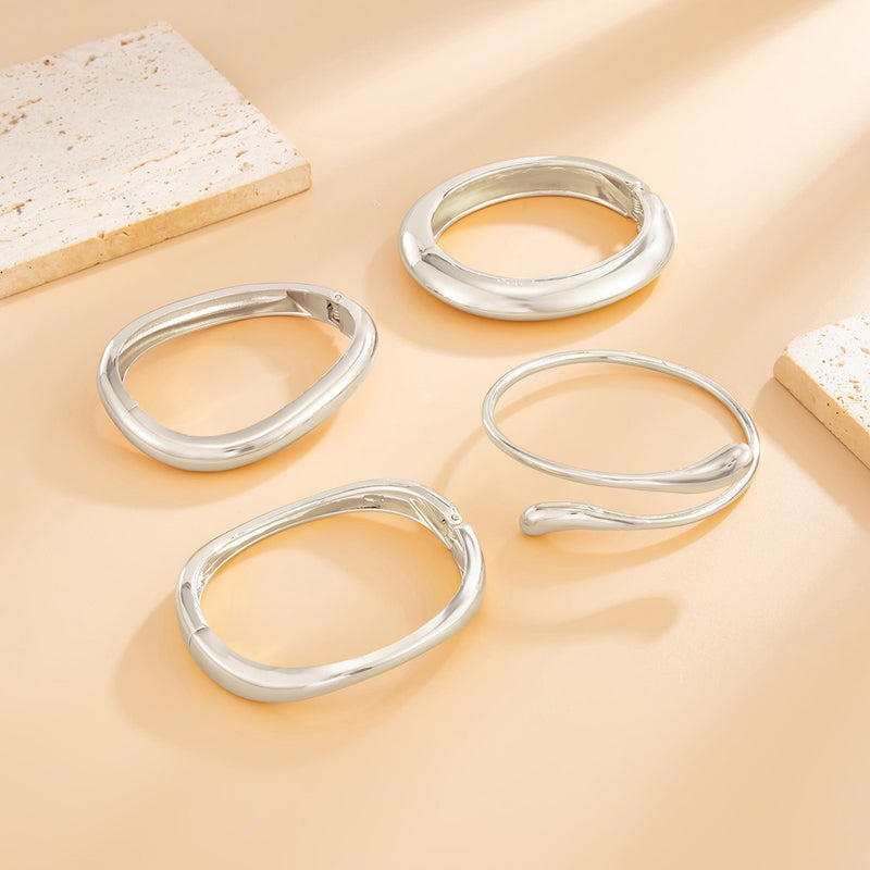 SHIXIN European and American Cross-Border Jewelry: Ins Style Exaggerated Metal Glossy Bracelet with Water Drop Design - Image 5