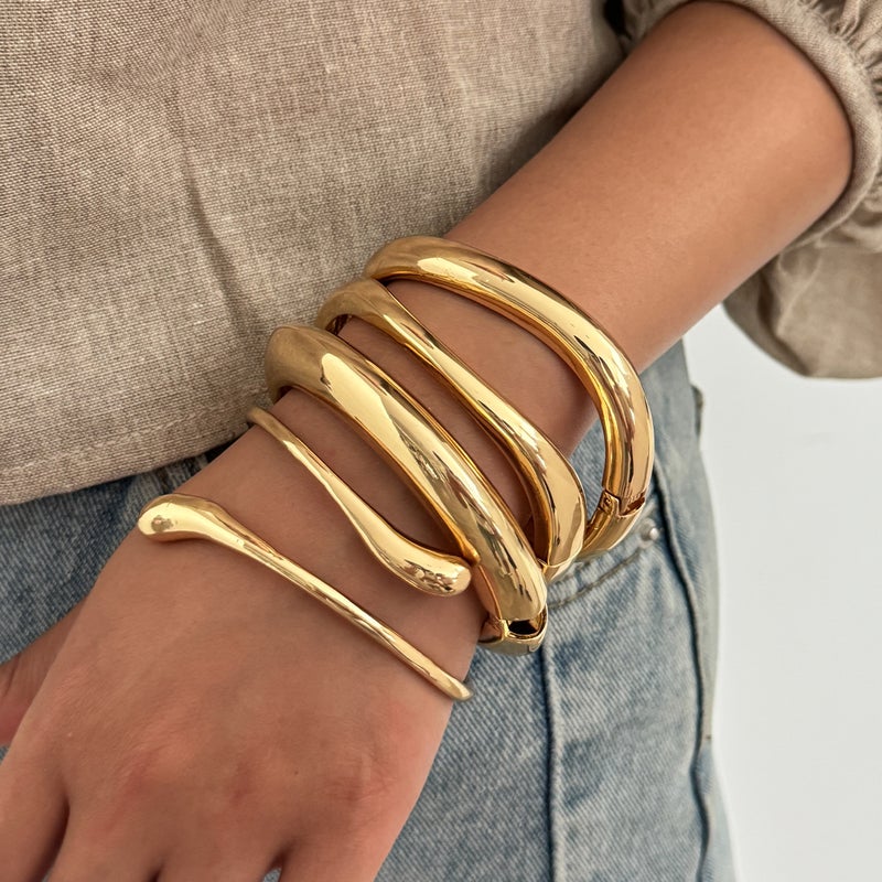 SHIXIN European and American Cross-Border Jewelry: Ins Style Exaggerated Metal Glossy Bracelet with Water Drop Design - Image 3