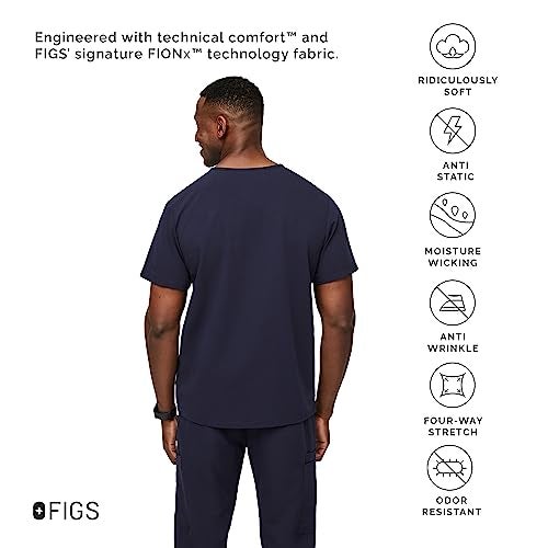 FIGS Leon Three-Pocket Scrub Top for Men - Navy Blue, L - Image 3
