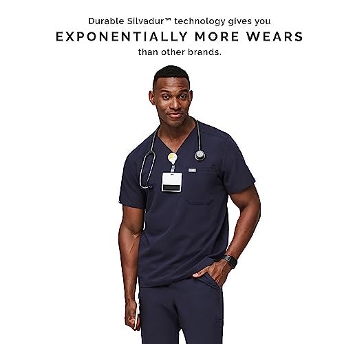 FIGS Leon Three-Pocket Scrub Top for Men - Navy Blue, L - Image 4