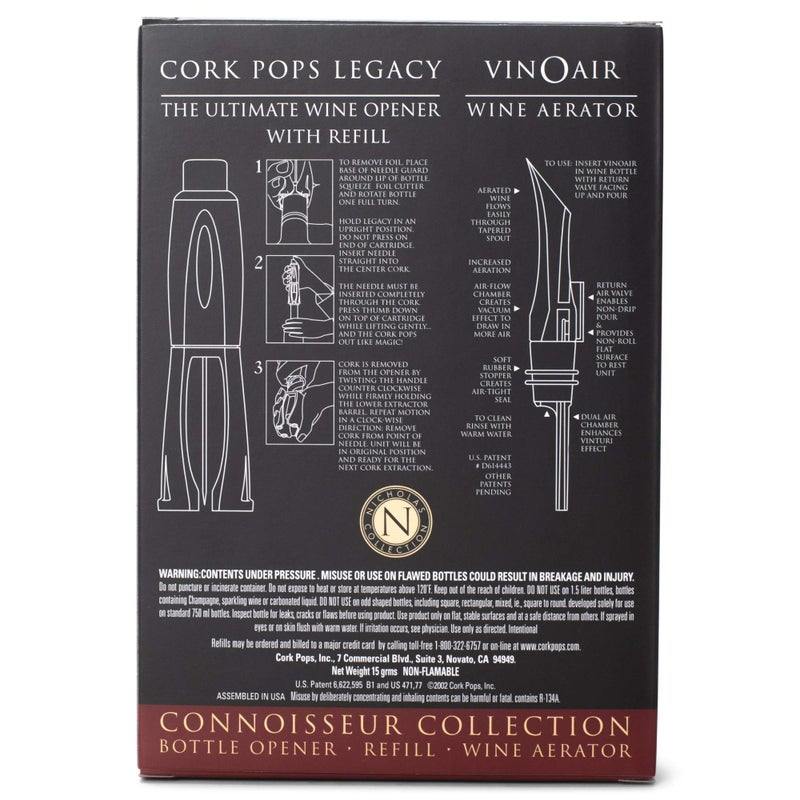 Cork Pops 20003 Nicholas Connoisseur Collection, Nicholas Legacy with Refill, Extra Cartridge, VinOair - Image 3