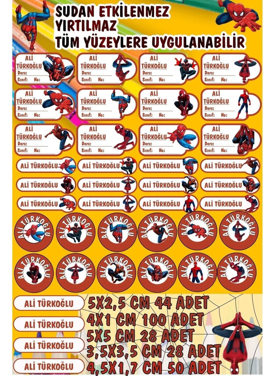 Kt Grup Kt Group School Label Spiderman Pen-Notebook Personalized Spiderman Character 12 Figures - 250 Pieces  - Image 1