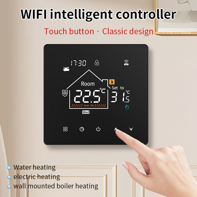 Electric Floor Thermostat 16A: High-Definition Color Touch Screen - Smart Timing Energy-Saving Heating Cable Controller for Home Office Indoor Use - Image 2
