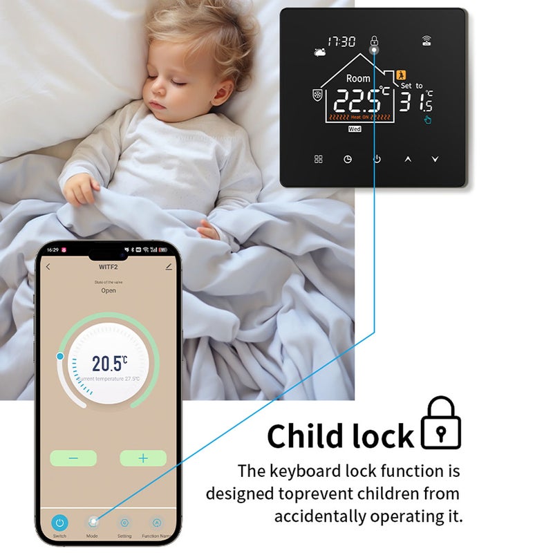 Electric Floor Thermostat 16A: High-Definition Color Touch Screen - Smart Timing Energy-Saving Heating Cable Controller for Home Office Indoor Use - Image 3