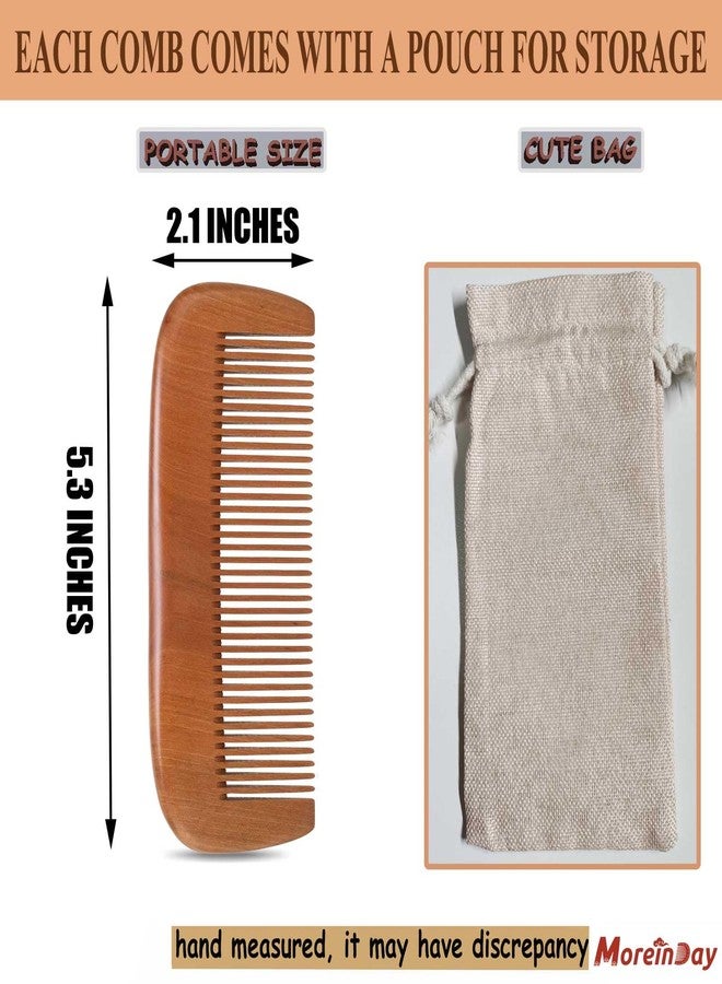 Moreinday Fine Tooth Wooden Comb for Beard and Straight Hair, Peach Wood Comb for Men with Storage Bag - Image 4