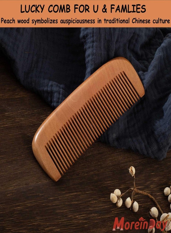 Moreinday Fine Tooth Wooden Comb for Beard and Straight Hair, Peach Wood Comb for Men with Storage Bag - Image 2