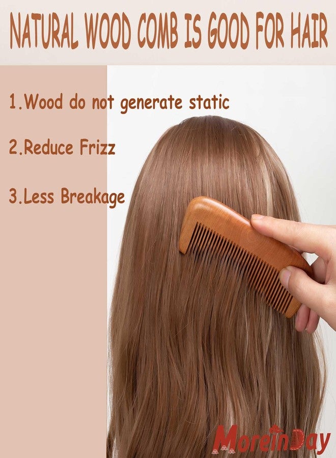 Moreinday Fine Tooth Wooden Comb for Beard and Straight Hair, Peach Wood Comb for Men with Storage Bag - Image 5
