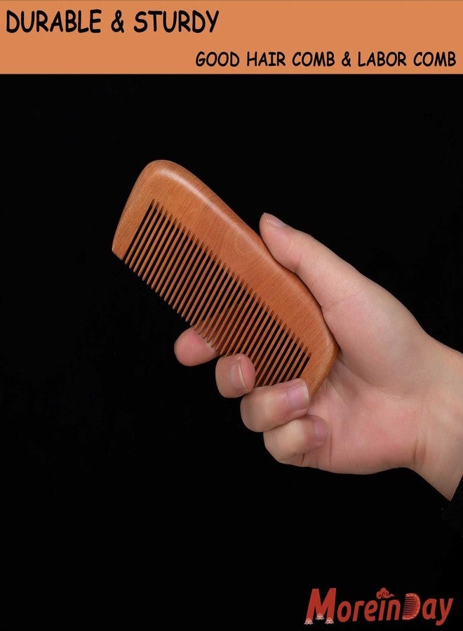 Moreinday Fine Tooth Wooden Comb for Beard and Straight Hair, Peach Wood Comb for Men with Storage Bag - Image 3