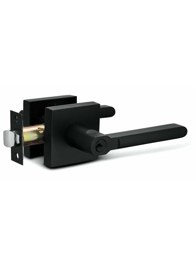 Berlin Modisch Entry Lever Door Handle and Single Cylinder Deadbolt Lock and Key Slim Square Locking Lever Handle Set [Front Door or Office] Right & Left Sided Doors Heavy Duty – Iron Black Finish - Image 5