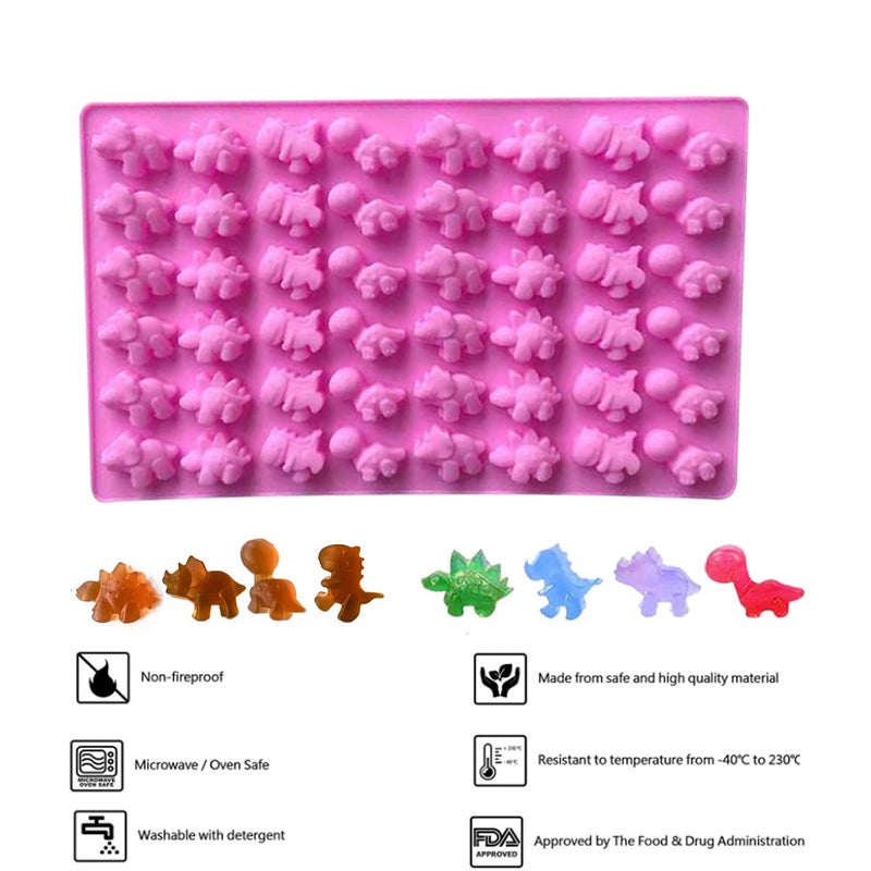 Hycsc Dinosaur Gummy Molds  Mini Silicone Candy Mold  2 Pack Dino Chocolate Gummy Molds With Droppers  Great For Diy Non-Stick Silicone Mold (Dinosaur) - Image 3