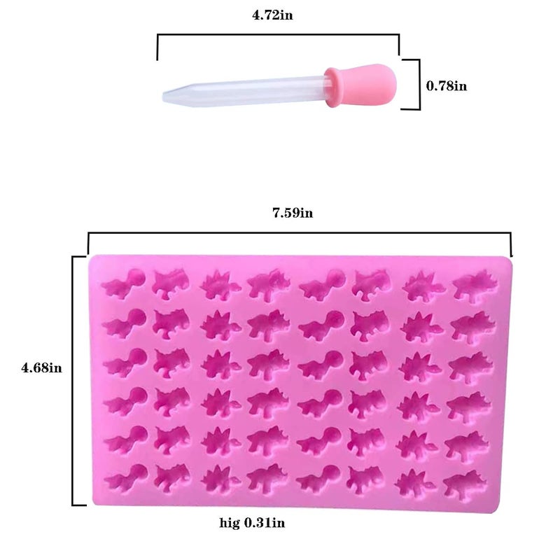 Hycsc Dinosaur Gummy Molds  Mini Silicone Candy Mold  2 Pack Dino Chocolate Gummy Molds With Droppers  Great For Diy Non-Stick Silicone Mold (Dinosaur) - Image 2