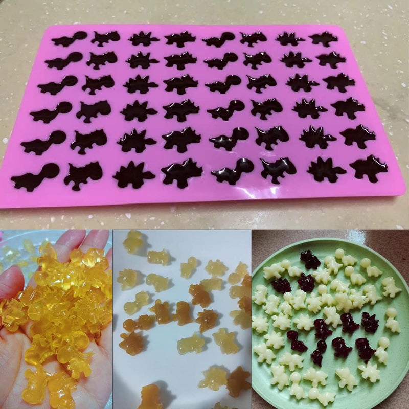 Hycsc Dinosaur Gummy Molds  Mini Silicone Candy Mold  2 Pack Dino Chocolate Gummy Molds With Droppers  Great For Diy Non-Stick Silicone Mold (Dinosaur) - Image 4
