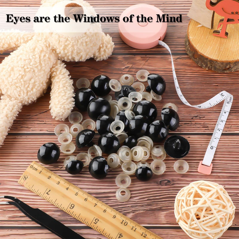Jetec 120 Pieces 14-24 mm Safety Eyes for Amigurumi Large Black Plastic Eyes with Washer Animal Crafts for DIY of Puppet Crochet Stuffed Animal Bear Making Supplies  6 Sizes - Image 3