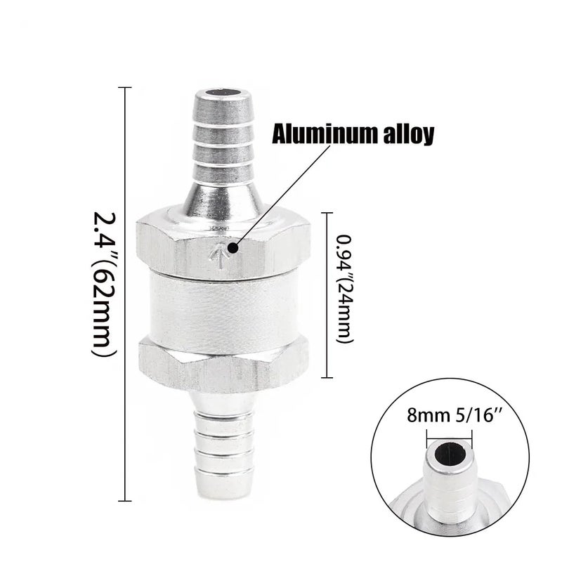 CentIoT - One-Way Non-Return Inline Check Valve - Aluminium Alloy with NBR valve - for fuel Petrol Diesel (8MM) - Image 2