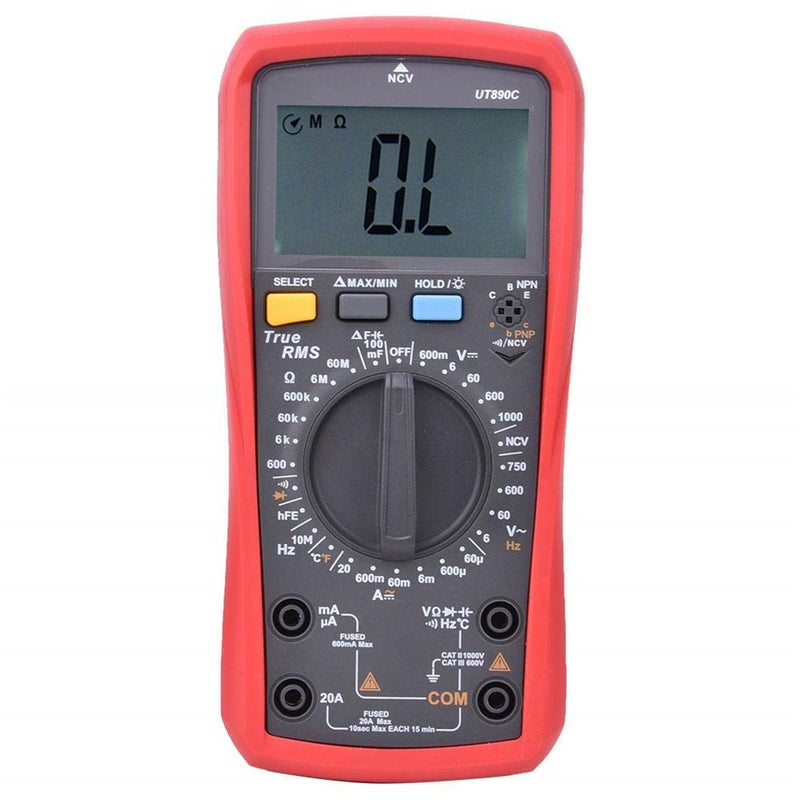 مقياس متعدد الأغراض رقمي UT890C، مقياس كهربائي عالي الدقة متعدد الوظائف، قياس الجهد/التيار المتردد/المباشر/المقاومة/تذكير بانفجار المص熔断器/إنذار التشغيل/إيقاف التشغيل/قياس التردد/تحديد الجهد الكهربائي غير المباشر (NCV)/قياس درجة الحرارة - Image 3