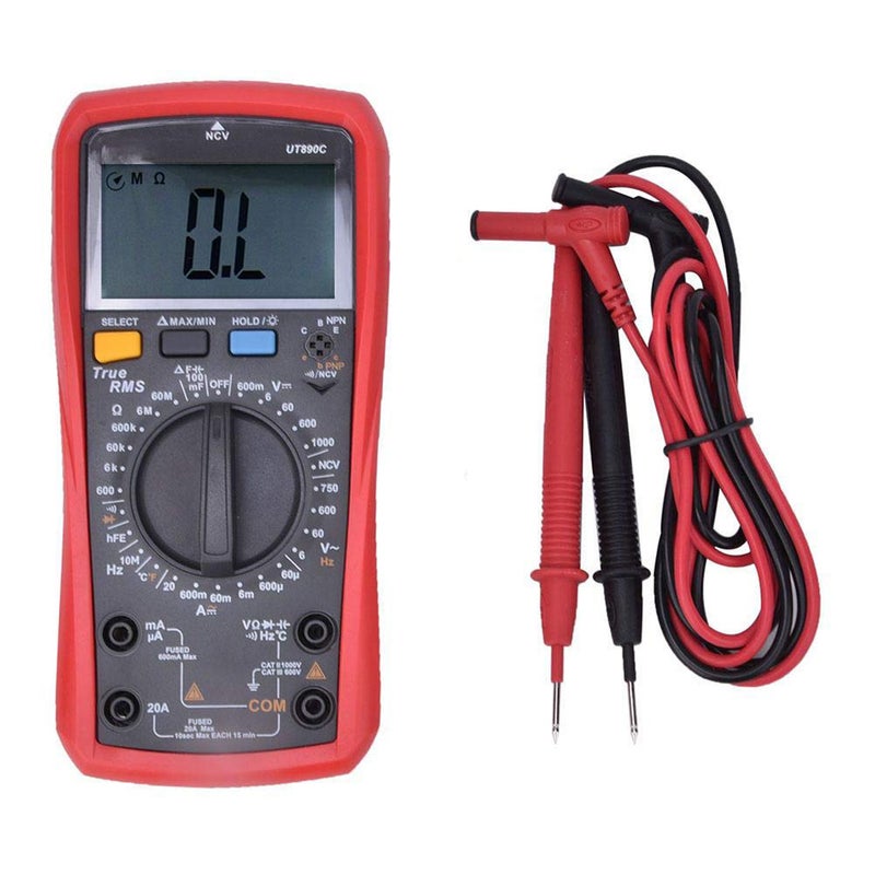 مقياس متعدد الأغراض رقمي UT890C، مقياس كهربائي عالي الدقة متعدد الوظائف، قياس الجهد/التيار المتردد/المباشر/المقاومة/تذكير بانفجار المص熔断器/إنذار التشغيل/إيقاف التشغيل/قياس التردد/تحديد الجهد الكهربائي غير المباشر (NCV)/قياس درجة الحرارة - Image 1