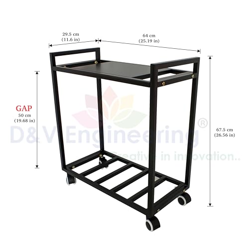D&V ENGINEERING - Creative in innovation D&V Engineering 2-Tier Metal UPS Inverter Stand with Rolling Caster Wheels | Heavy Duty Mobile Holder for Home, Office, Industrial Use | Max Load 150KG | Fits Single Battery - Image 3