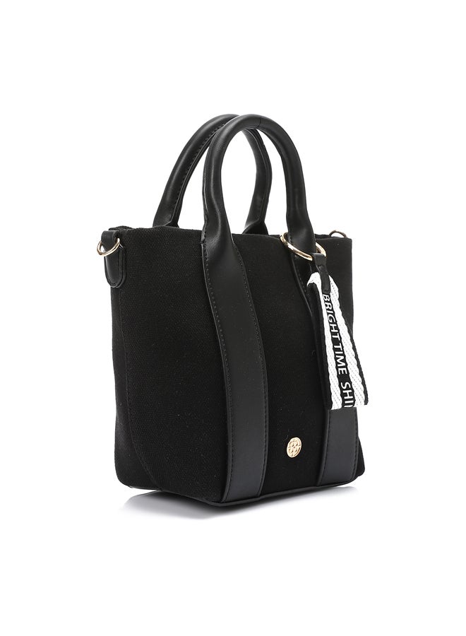 DejaVu One Main Compartment Small Textille Handbag - Black  - Image 1