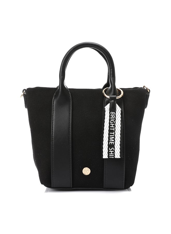 DejaVu One Main Compartment Small Textille Handbag - Black  - Image 5