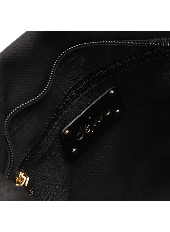DejaVu One Main Compartment Small Textille Handbag - Black  - Image 4