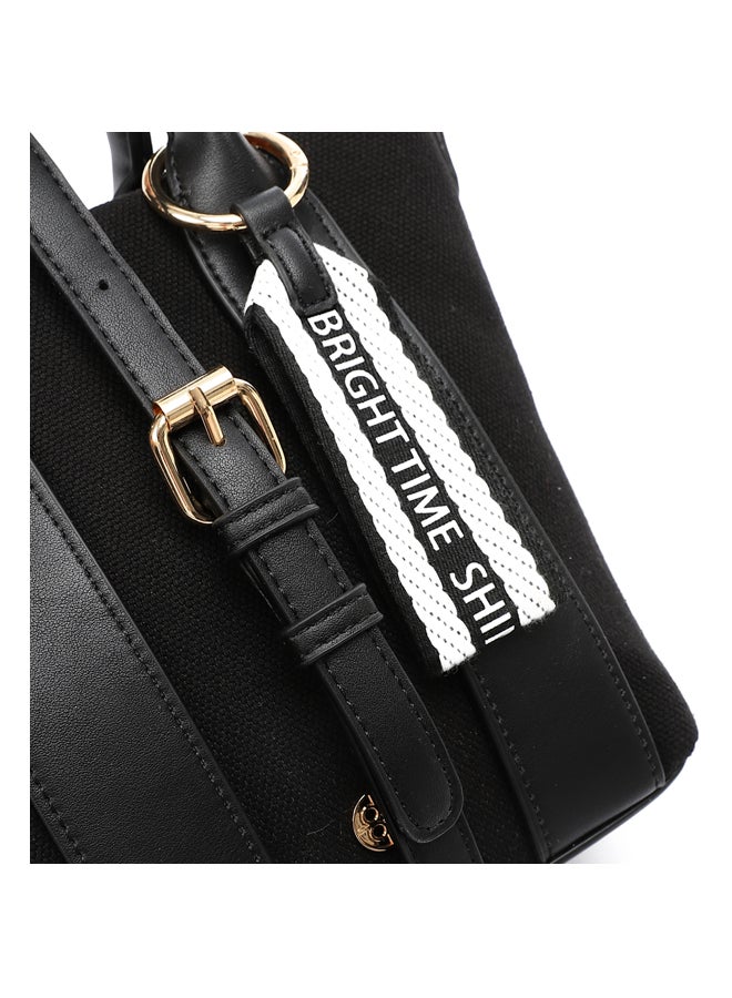 DejaVu One Main Compartment Small Textille Handbag - Black  - Image 3