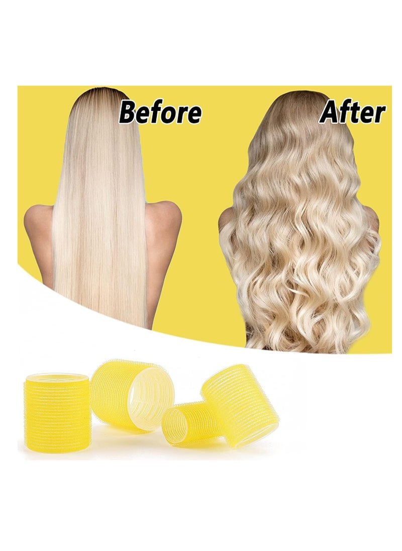 36Pcs Jumbo Hair Rollers Set, 24 Pcs Self Grip Large Hair Rollers & 12 Pieces Duckbill Sectioning Clips, 64mm, 50mm, 40mm, 30mm Rollers for Salon, Barber Hairdressing Hair Styling Accessories