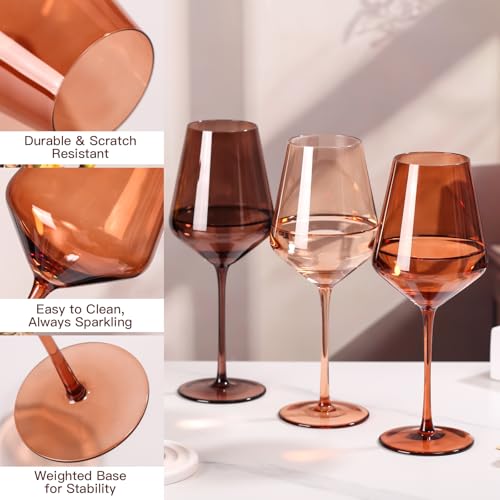 SIPBYSOP Venus Colored Wine Glasses Set of 6, Handblown Wine Glasse,Amber Coloful Glassware，17OZ for Red or White Wine,Wedding Gift, Anniversary, Christmas, Mothers Day Gifts,Gifts for My Wife - Image 5
