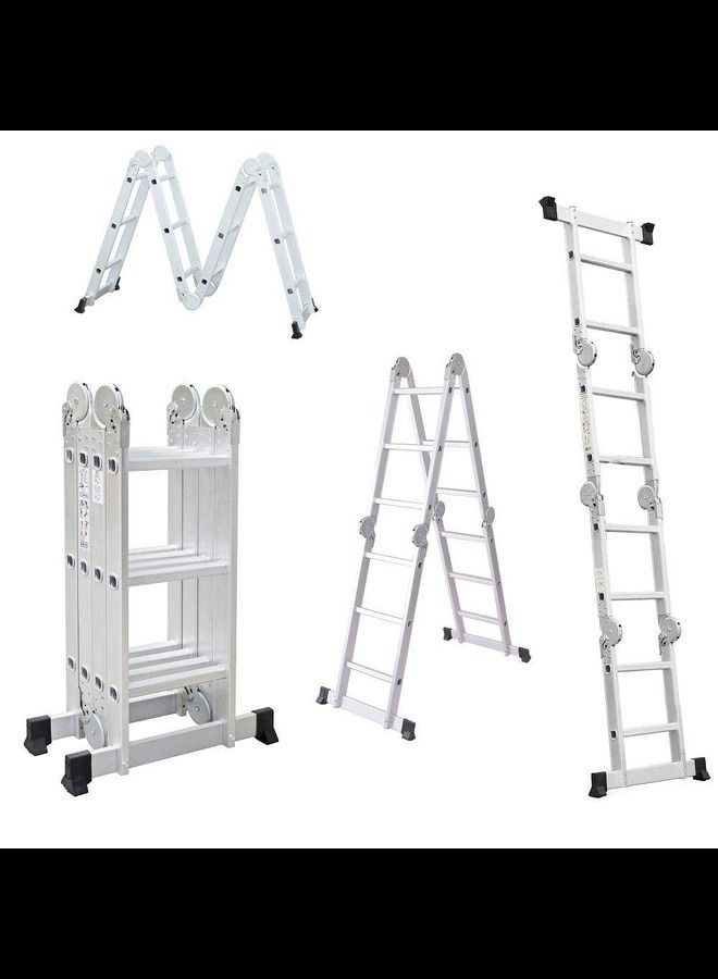 Multi Purpose 4x3 x 3.7m Foldable Ladder 12 Rungs
