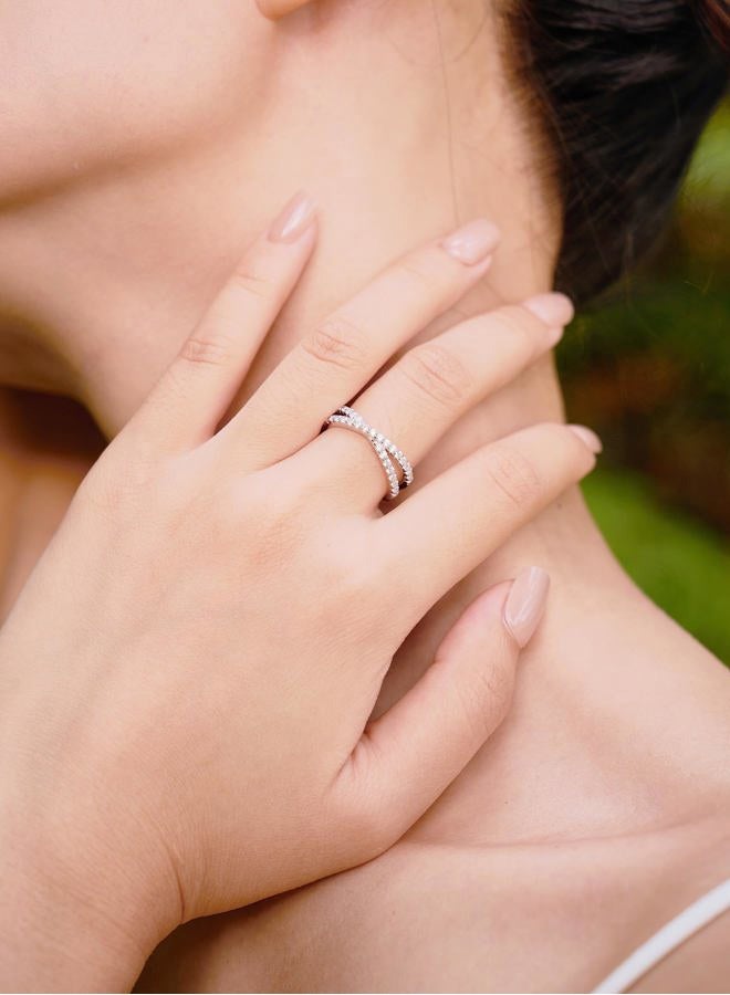 IMOLOVE Moissanite Eternity Ring, Criss Cross Wedding Bands for Women - Sterling Silver Stackable Rings Size 4-11, 6.5, Metal Gemstone, Created Moissanite - Image 5