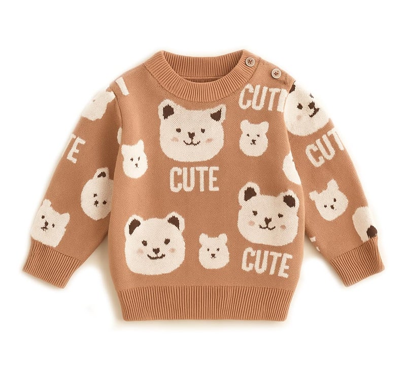 Bold N Elegant Kid's Cute Cartoon Kids Knitted Full Sleeve Warm Wool Winter Pullover Sweater for Infant Toodler Baby Boys n Girls (6-12 Months, White) - Image 1