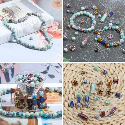 Clearain Mixed Unique Beads for Jewelry Making, Bulk Assorted Ceramic Large Hole Porcelain Beads for Crafts, Bracelets Necklace Earrings (Mixed 0.8 lb) - Image 4