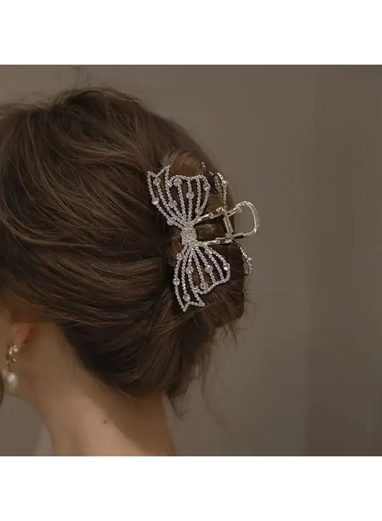 Goolsky مشبك شعر غير قابل للانزلاق من سبائك الذهب مع أحجار الراين للشعر الكثيف، مشبك فك قوي لملحقات الشعر - Image 2