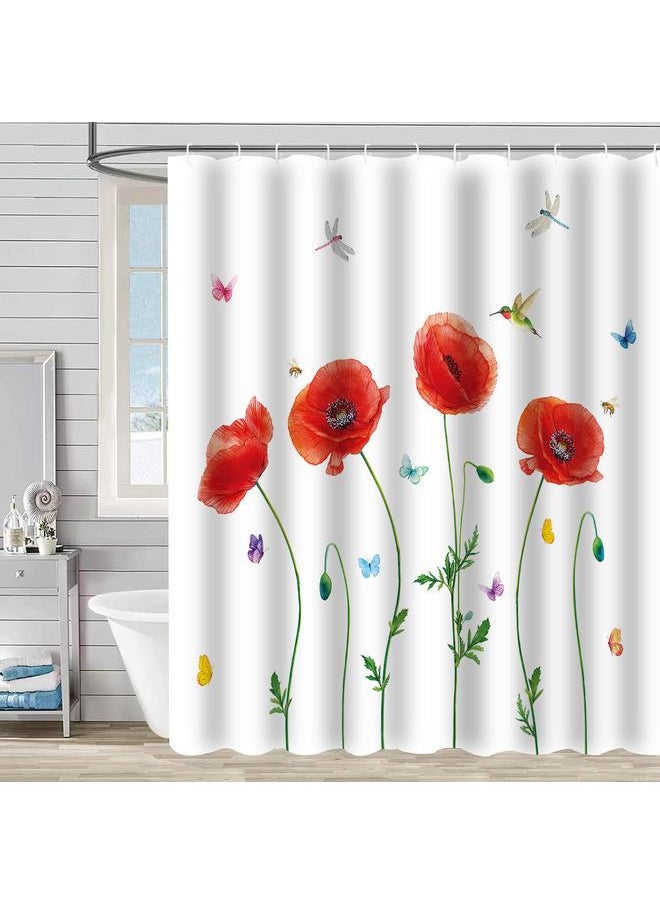 Bluejw Polyester Shower Curtain  Explosions Flowers And Plants Watercolor Bathroom Four-piece Dry And Wet Separation Isolation Waterproof Bath  - Image 1
