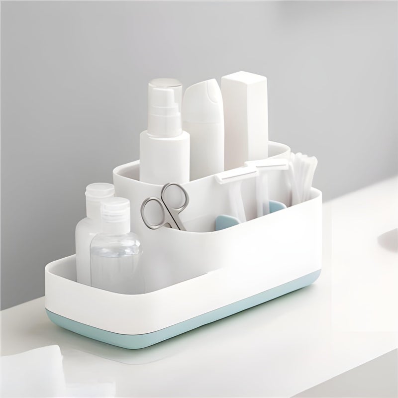 Jinila 5 Compartment Toothbrush Holder, Toiletries Holder Stand Plastic Caddy Organizer for Tooth Paste, Tooth Brush and Shaving Kit (Pack of 1, Multicolor) - Image 5