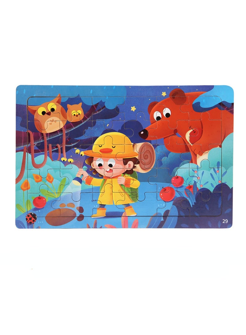 مجموعة أحجيات الصور المقطوعة من سلسلة الرسوم المتحركة الخشبية التعليمية للأطفال، حقيبة هدايا مناسبة - Image 1