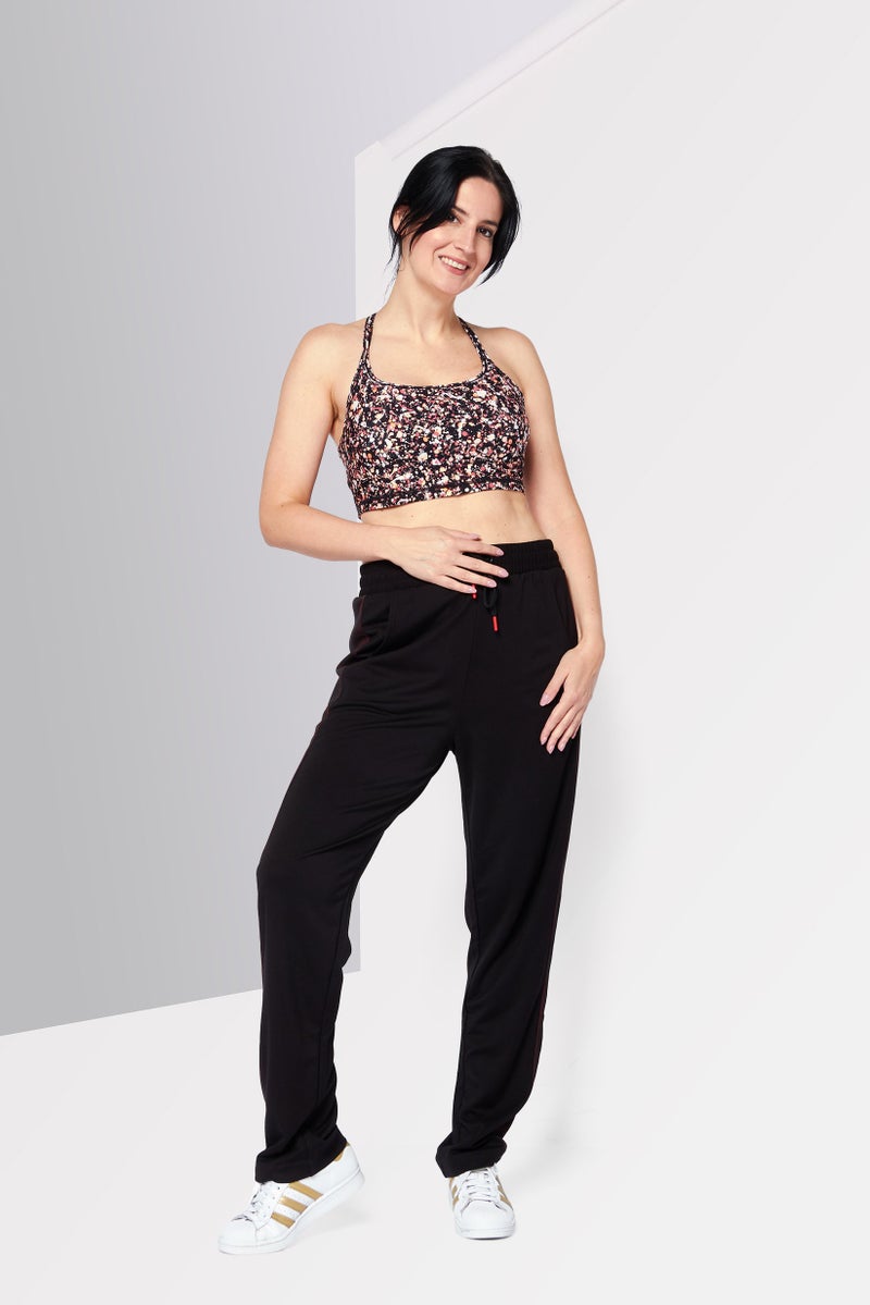 DKNY Women Splatter Paint No Padded Sports Bra, Black Combo - Image 2