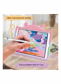 Excefore Tablet Case, Cute Rainbow Unicorn Case for iPad 6th 5th Generation Case for iPad 2018/2017 9.7 inch with Kickstand for Girls Women Silicone Fidget Bubble Case  - Image 5