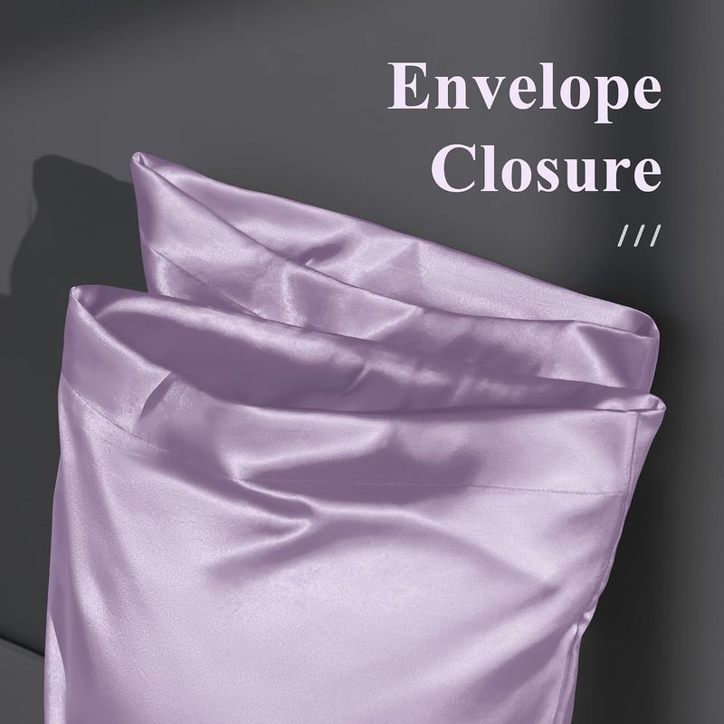 DOWNSTORIA Satin Body Pillow Cover Similar to Silk Body Pillow Pillowcase 1 Pack,Smooth and Cooling, Silky Envelope Closure Large Long Pillow Cases, Gifts for Women Men(20x54 Inches, Light Purple) - Image 3