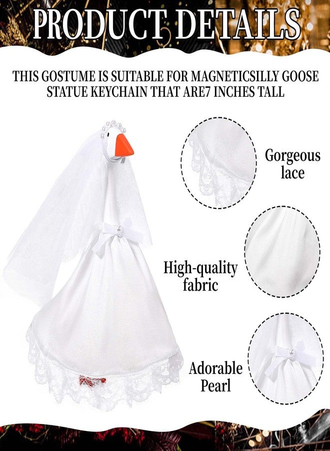 JcHrmers 2 Set 7 Inch Desk Goose Outfits Wedding Mini Goose Outfits Bride Groom Engagement Anniversary Desktop Geese Clothes for Magnetic Goose Statue Desk Table Decor - Image 2