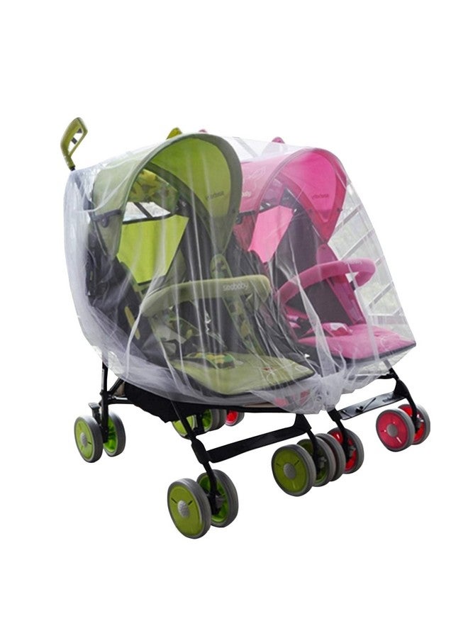 ITODA Twin Baby Double Stroller Net Sun Shades Universal Breathable Travel Walking Outdoor See Through Beach Parasol Windproof Protective Cover For Seats Bassinets And Carriers - Image 1
