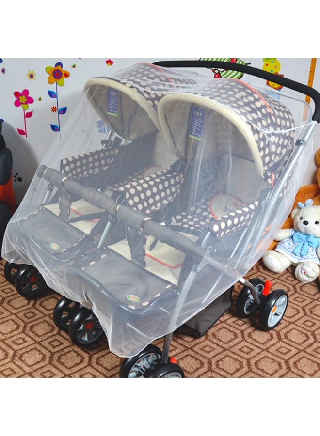 ITODA Twin Baby Double Stroller Net Sun Shades Universal Breathable Travel Walking Outdoor See Through Beach Parasol Windproof Protective Cover For Seats Bassinets And Carriers - Image 4