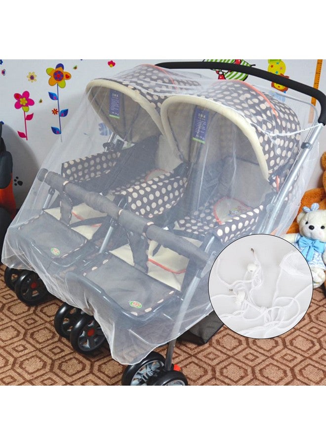 ITODA Twin Baby Double Stroller Net Sun Shades Universal Breathable Travel Walking Outdoor See Through Beach Parasol Windproof Protective Cover For Seats Bassinets And Carriers - Image 3